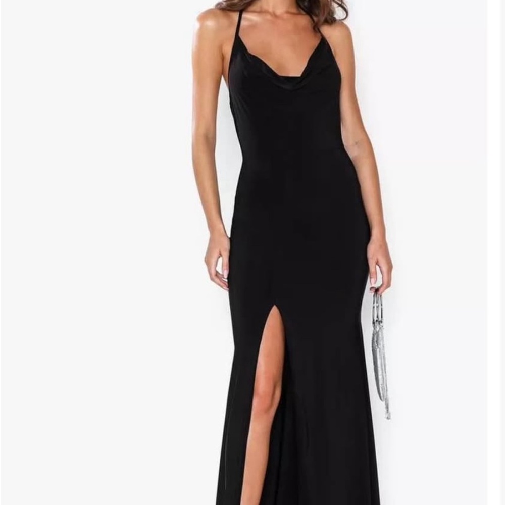 NEW Missguided Black Sleeveless Slit Gown